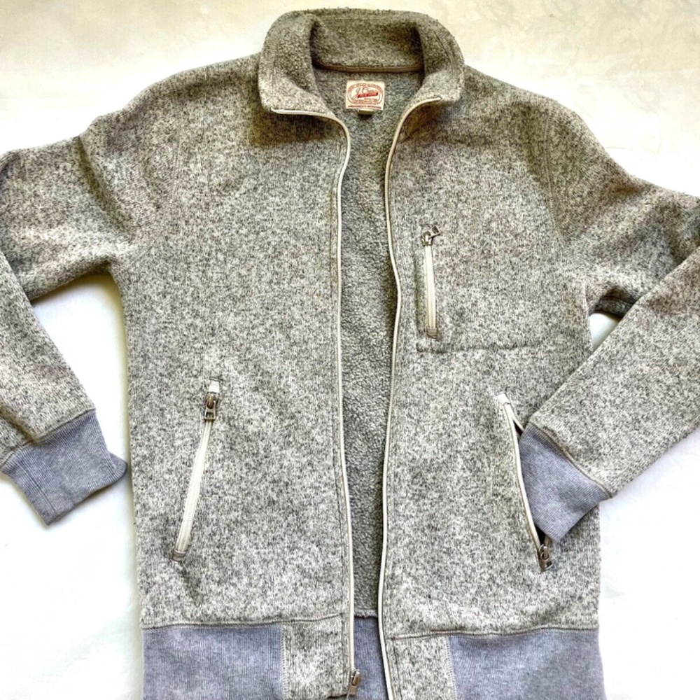 J.Crew Summit Fleece Full-Zip Sweater Jacket Heather Stone Small S